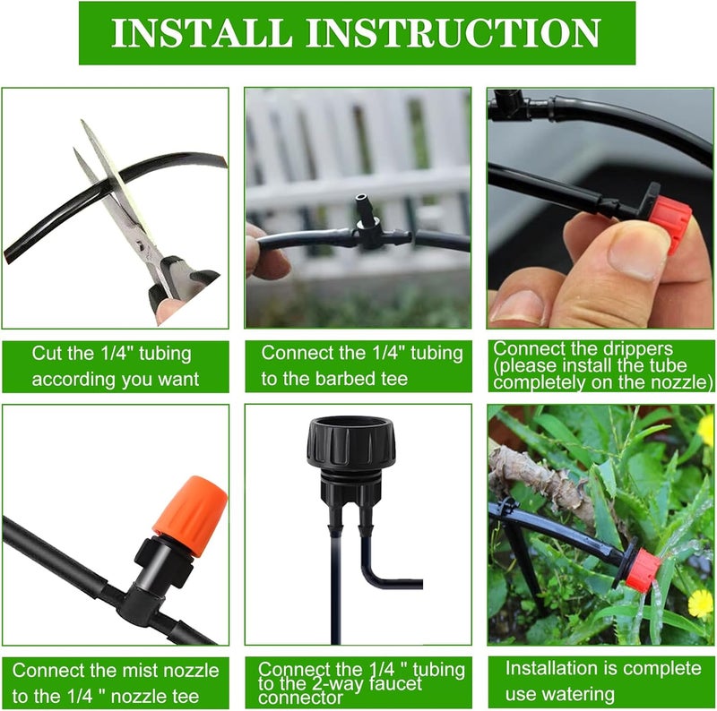 PRUNkuar Drip Irrigation Kit, Garden Irrigation System 1/4" Blank Distribution Tubing Watering Drip Kit/DIY Saving Water Automatic Watering System for Garden, Greenhouse, Flower Bed, Patio, Lawn - Image 4